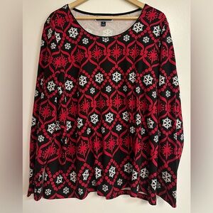 Karen Scott Red and Black Patterned Blouse